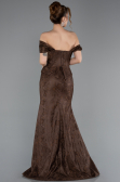 Robe De Soirée Dantelle Longue Brun ABU5609