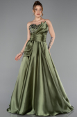 Robe de Soirée Longue Satin Kaki ABU5767