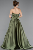 Robe de Soirée Longue Satin Kaki ABU5767