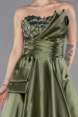 Robe de Soirée Longue Satin Kaki ABU5767