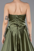 Robe de Soirée Longue Satin Kaki ABU5767