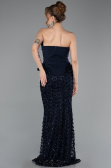 Robe de Soirée Longue Squameuse Bleu Marine ABU5919