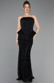 Robe de Soirée Longue Squameuse Noir ABU5919