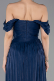 Robe de Soirée Longue Mousseline Bleu Marine ABU5920