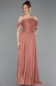 Robe de Soirée Longue Mousseline Marron Clair ABU5920