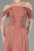 Robe de Soirée Longue Mousseline Marron Clair ABU5920
