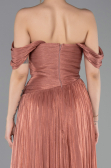 Robe de Soirée Longue Mousseline Marron Clair ABU5920