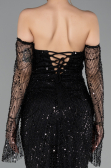 Robe de Soirée Longue Perlé Noir ABU5922