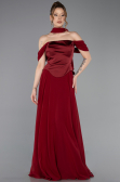 Robe De Soirée Grande Taille Mousseline Longue Rouge Bordeaux ABU5551