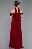 Robe De Soirée Grande Taille Mousseline Longue Rouge Bordeaux ABU5551