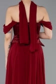 Robe De Soirée Grande Taille Mousseline Longue Rouge Bordeaux ABU5551