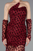 Robe Queue de Poisson Courte Squameuse Rouge Bordeaux ABK2581