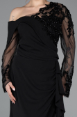 Robe Grande Taille Longue Mousseline Noir ABU5895