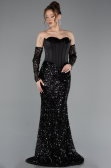 Robe Queue de Poisson Longue Squameuse Noir ABU5927