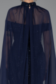 Robe de Soirée Longue Perlé Bleu Marine ABU5915