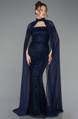 Robe de Soirée Longue Perlé Bleu Marine ABU5915