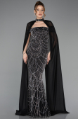 Robe de Soirée Longue Perlé Noir ABU5915