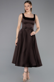 Robe de Cérémonie Midi Satin Brun ABK2586