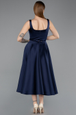 Robe de Cérémonie Midi Satin Bleu Marine ABK2586