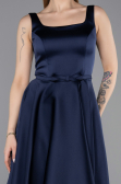 Robe de Cérémonie Midi Satin Bleu Marine ABK2586