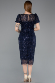 Robe de Cérémonie Midi Perlé Bleu Marine ABK2412