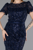 Robe de Cérémonie Midi Perlé Bleu Marine ABK2412