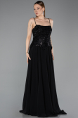 Robe de Soirée Longue Mousseline Noir ABU5931