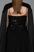 Robe de Soirée Longue Mousseline Noir ABU5931