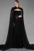 Robe de Soirée Longue Mousseline Noir ABU5931