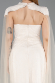 Robe de Soirée Longue Dantelle Beige ABU5941