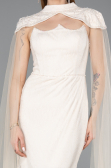 Robe de Soirée Longue Dantelle Beige ABU5941
