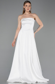 Robe de Soirée Longue Satin Blanc ABU5932