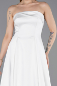 Robe de Soirée Longue Satin Blanc ABU5932