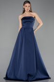 Robe de Soirée Longue Satin Bleu Marine ABU5932