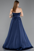 Robe de Soirée Longue Satin Bleu Marine ABU5932