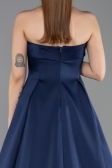Robe de Soirée Longue Satin Bleu Marine ABU5932