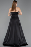 Robe de Soirée Longue Satin Noir ABU5932