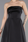 Robe de Soirée Longue Satin Noir ABU5932