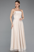 Robe de Soirée Longue Dantelle Beige ABU5943