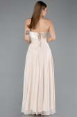 Robe de Soirée Longue Dantelle Beige ABU5943