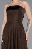 Robe de Soirée Longue Dantelle Brun ABU5943