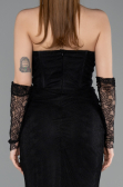 Robe Queue de Poisson Longue Dantelle Noir ABU5933