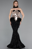 Haute Couture Robe Longue Squameuse Noir ABU5950