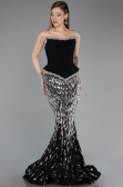 Robe Haute Couture Longue Squameuse Noir ABU5953