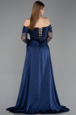 Robe de Soirée Longue Perlé Bleu Marine ABU5934