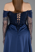 Robe de Soirée Longue Perlé Bleu Marine ABU5934