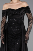 Robe de Soirée Longue Perlé Noir ABU5934