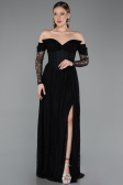 Robe de Soirée Longue Dantelle Noir ABU5945