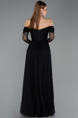 Robe de Soirée Longue Dantelle Noir ABU5945