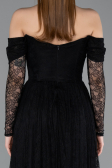 Robe de Soirée Longue Dantelle Noir ABU5945